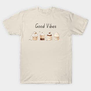 Good vibes. Minimal cappuccino cartoon T-Shirt